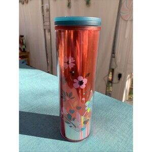 Starbucks Valentine's Day 2023 Red Hearts & Flowers 16 Oz Spill Proof Tumbler